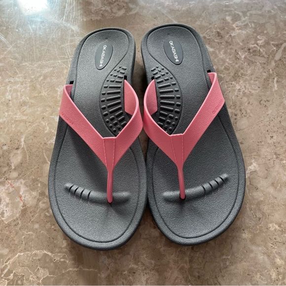 Okabashi pink and grey rubber thong flip flop size large - Picture 3 of 7